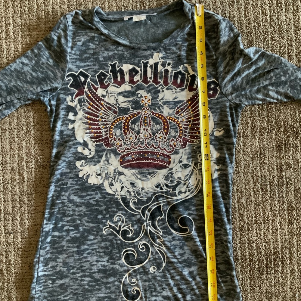 Layered With Love gray burnout crown graphic long sleeve t shirt size medium - Picture 2 of 5